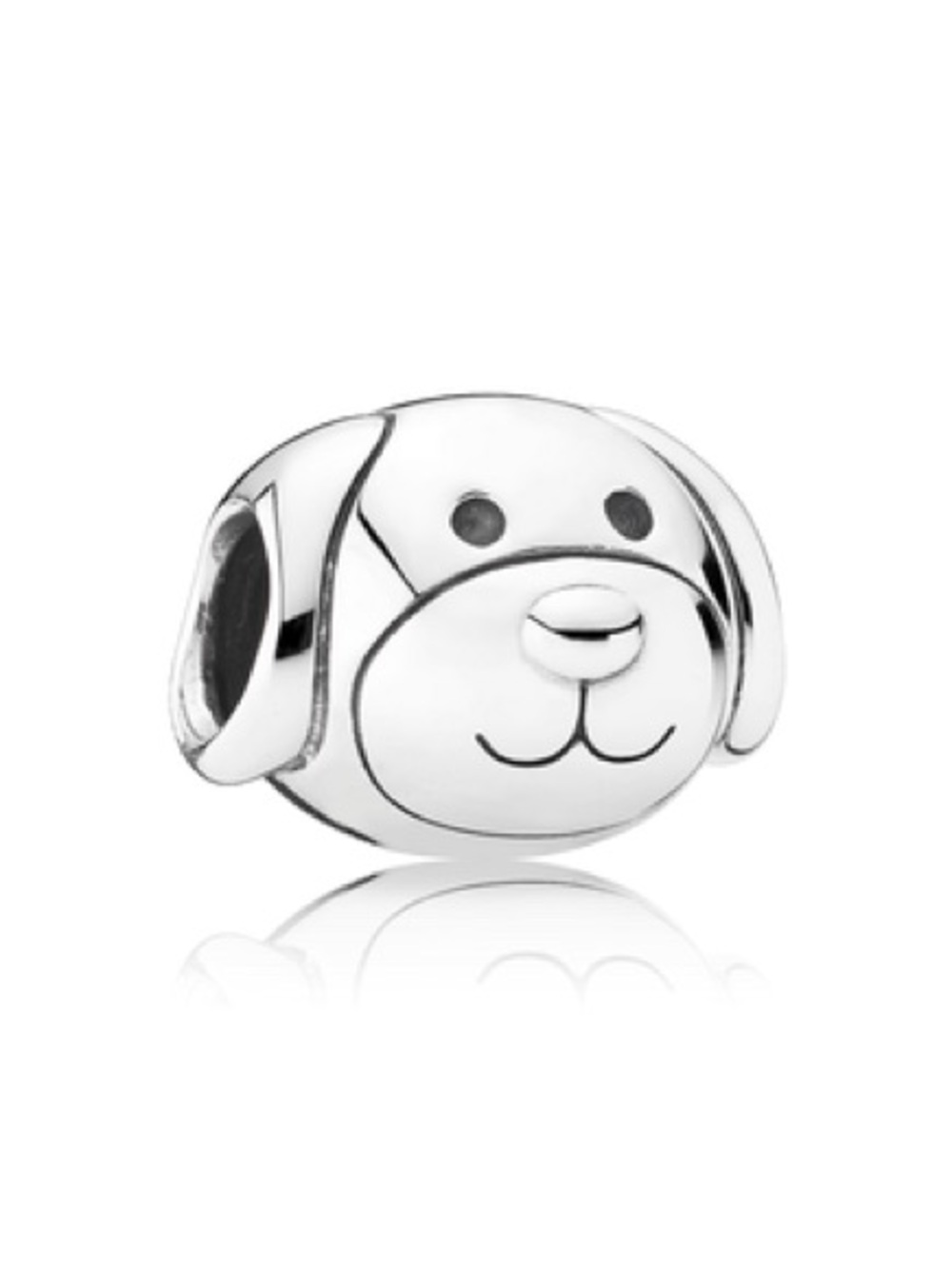 Pandora Silver Dog Face Charm in White and Silver